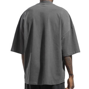 Heavyweight Men's Graphic Boxy <b>Cropped</b> <b>Fit</b> <b>T</b>-<b>Shirts</b> Casual Oversized Acid Washed 100% Cotton Streetwear Blank <b>T</b> <b>Shirt</b> - Product Image 4