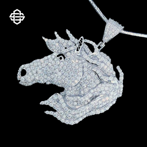Personalizado Hiphop Moissanite Iced Out caballo colgante collar Bling CZ diamante Animal encanto rapero joyería para hombres y mujeres - Product Image 4