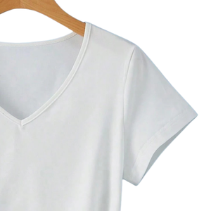 Camiseta de Manga Corta con Cuello en V para Mujer, Estilo Casual de Verano, Detalle de Nudo Lateral, Camiseta Básica Suave, Transpirable, Tejida y Ligera - Product Image 4