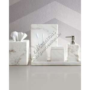 ชุดอ่างอาบน้ำหินอ่อนสีขาวกันน้ำสไตล์อเมริกันชุดห้องน้ำหินอ่อนชุดตกแต่งภายใน - Product Image 4