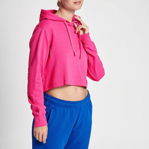 Sweat à capuche brodé pour femme, décontracté, avec fermeture éclair, logo personnalisé, nouveau design, vente en gros, automne-hiver, fitness, coupe courte, 100 % coton respirant - Product Image 2
