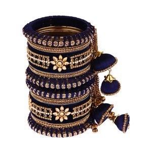 ชุดกำไลอินเดีย CZ คริสตัลงานแต่งงานเจ้าสาวไหมด้ายกำมะหยี่กำไลข้อมือเครื่องประดับสำหรับผู้หญิง - Product Image 6