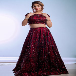 ชุดเลเฮนกาโชลีเจ้าสาวสั่งตัดออกแบบพิเศษขายส่ง |   ชุดปักเลื่อมหลากสีพรีเมียมสำหรับโอกาสพิเศษ - Product Image 3