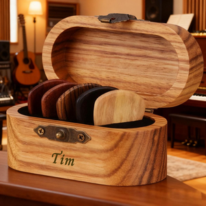 Caja Organizadora de Púas de Guitarra de Madera Ecológica Europea, Estuche de Almacenamiento de Púas de Madera Maciza Pulida a Mano para Músicos Profesionales - Product Image 2