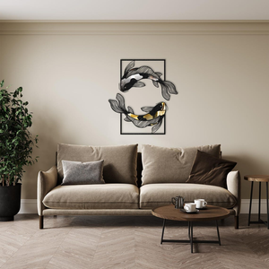 Arte de decoración de pared de pez de hierro con acabado dorado y negro antiguo para hoteles y villas de lujo a precio de venta de exportación - Product Image 6