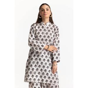 Ensemble coordonné pour femme en jacquard blanc imprimé avec décoration boutonnée - Product Image 3