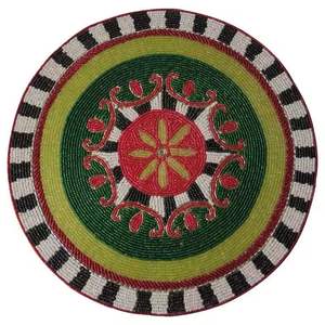 Embroidery <b>Seed</b> Beaded Placemat Handmade Beaded Sequined Placemat From India Handmade Placemat - Product Image 3