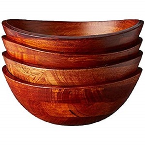 Ensaladera de madera natural hecha a mano de primera calidad, cuenco de comedor rústico ecológico para ensaladas frescas, frutas y uso en la cocina - Product Image 3