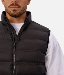 Chaqueta con cremallera transpirable esencial para hombre, chaleco acolchado de ajuste extragrande relajado, chaqueta de estilo urbano de ajuste moderno con logotipo personalizado - Product Image 5