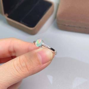 Handmade Natural <b>Opal</b> Fine <b>Silver</b> Vintage Engagement Cocktail <b>Ring</b> with Prong Setting and Clear Gemstone From Indian Seller - Product Image 3