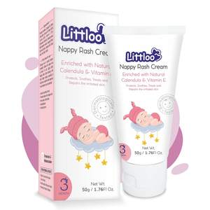 Littloo Nappy Rash Cream Crema para pañales de bebé con ingredientes naturales | Extracto de caléndula y vitamina E sin tinte y parabenos-50gm - Product Image 1