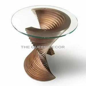 Mesa de centro pequeña de lujo moderna consola con incrustaciones de hueso de vidrio chapado en oro estilo clásico precio directo de fábrica para muebles de dormitorio - Product Image 6