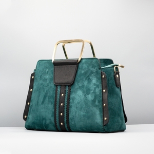 Sac à main de créateur haut de gamme pour femme | Fourre-tout de luxe en daim et cuir avec poignée dorée | Parfait pour le travail, les voyages et un usage quotidien. - Product Image 2