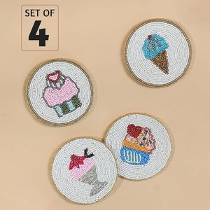 Dessous de verre perlé fait à la main d'aspect royal Dessous de verre perlé décoratif de table de restaurant d'hôtel et article d'utilisation doué - Product Image 4