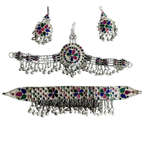 Conjunto de Collar y Pendientes Estilo Afgano Antiguo, Joyería Vintage Hecha a Mano para Mujer, Turquesa, Bodas, Fiestas, Compromisos, Personalizable - Product Image 2
