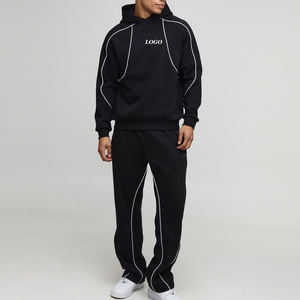 ชุดวอร์มแฟชั่น OEM 2026 ออกแบบโลโก้ตามสั่งสำหรับผู้ชาย ดีไซน์มีฮู้ดพร้อมลายปัก เพิ่มความทันสมัยและมีสไตล์ เหมาะสำหรับใส่ลำลอง 2026 - Product Image 1