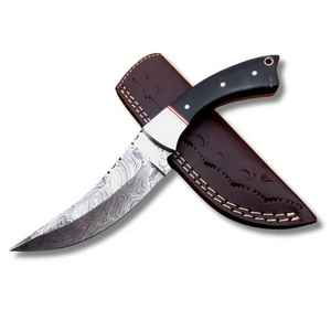 Cuchillo de hoja de acero de Damasco hecho a mano, cuchillo para exteriores, cuchillos para acampar, mango de madera - Product Image 1