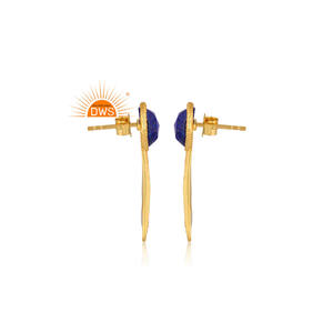 Pendiente Triangular de piedras preciosas de lapislázuli Natural chapado en oro y plata de ley fina superventas, fabricante de joyería fina Demi - Product Image 2