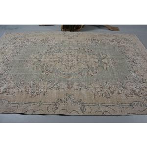 พรมขนาด 6.3x9.8 ฟุต, พรมตุรกีโบราณขนาดใหญ่, พรมขนสัตว์สีเบจ - Product Image 3