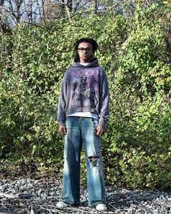 Sudadera con Capucha de Felpa Francesa 100% Algodón, Estilo Vintage, Lavado Ácido, Corte Holgado, con Bolsillo Delantero, Personalizada para Otoño - Product Image 4