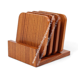 Ensemble de sous-verres en noyer faits à la main de qualité supérieure avec support Sous-verres élégants en bois pour la maison et le bureau - Product Image 6