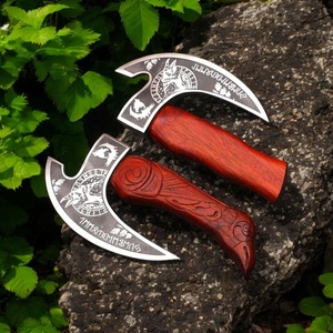 Cortador de hacha de Pizza de 2 piezas de acero de alto carbono, cortador de hacha de Camping de grado Industrial forjado a mano con mango de madera de fresno - Product Image 3