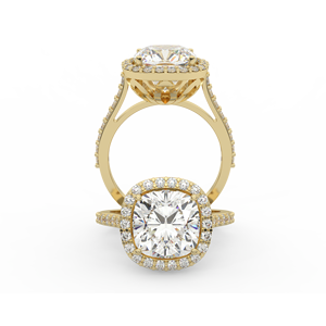 Anillo de Diamantes Premium de 4.00 Quilates, Corte Cojín, Color e Integridad SI IJ, en Oro Rosa/Amarillo/Blanco de 14K, Colección UBSL2 - Product Image 1