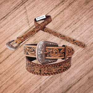 Cinturón occidental de la más alta calidad, cinturón de cuero genuino de vaquero con látigo, cosido y hecho a mano, fabricante y mayorista - Product Image 2