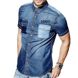 Best Quality Long Sleeve Cotton Denim <b>Jeans</b> <b>Shirts</b> Stretch Casual <b>Men</b> <b>Shirts</b> <b>for</b> <b>Mens</b> Top Selling Products With Customized Logo - Product Image 5