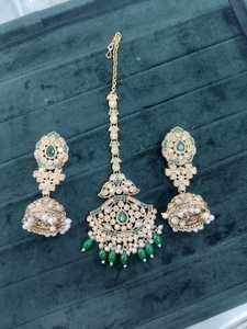 Parures de bijoux personnalisées, boucles d'oreilles avec mang tikka, bijoux fantaisie pour femmes, multicolores, bijoux indiens pour mariage, cadeaux de fête - Product Image 3