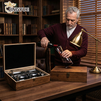 Ensemble de verres à vin sans pied de 16 oz et carafe en cristal avec perles de nettoyage et ouvre-bouteille dans un coffret cadeau en bois pour mariage