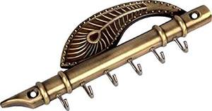 Fleur de bois Antique Peacock Quills porte-clés mural avec 6 crochets de suspension écologique multifonction décor à la maison - Product Image 2