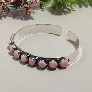 Elegante diseñador 925 plata esterlina sólida Rosa Concha piedra preciosa brazalete clásico mexicano Navajo joyería para ocasiones de regalo - Product Image 4