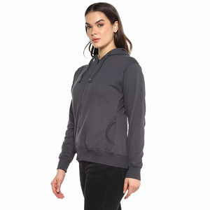 Sweat-shirt à capuche gris foncé pour femme, coupe classique, avec cordon de serrage et poches avant - Product Image 4