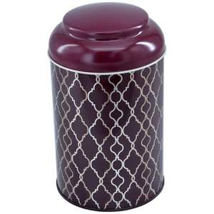 Kontensan EF115E1 1.2L rond métal étain or motif géométrique fond noir 105mm X 150mm couvercle dôme pour organisateurs de bijoux - Product Image 1