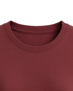 เสื้อยืดคอกลมผ้าคอตตอนสีแดงเข้มสำหรับผู้หญิงผ้าเนื้อนุ่มระบายอากาศได้ดีเสื้อลำลองแขนสั้นเหมาะสำหรับใส่ในฤดูร้อนและทุกวัน - Product Image 5