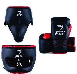 Brand New Fly Sparring Kit Made With Genuine Leather Boxing Sparring Sets Custom Boxing Gloves & Head Guards Professional Gears