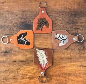 Nuevos llaveros de cuero tallados a mano personalizados, llaveros universales, llaveros de cuero de vaca genuino Vintage para hombres y mujeres - Product Image 5