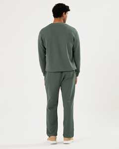 Ensemble de survêtement vert pour homme, sweat-shirt à col rond, pantalon de jogging, streetwear, style décontracté, tenue athlétique, décontractée, 100% coton - Product Image 2