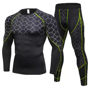 Wholesale Unisex Compression Rash Guard Set Gym Fitness Quick Dry Breathable Anti-UV Sportswear Long Sleeve Shirt Training Pant - Product Image 1