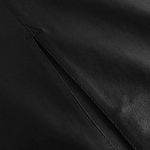 Venta al por mayor OEM fabricante personalizado brillante moda señoras Street Line cuero negro para las mujeres Midi falda - Product Image 4