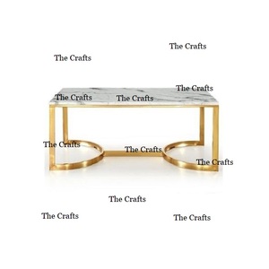 Table à café et thé au design attrayant en métal et marbre Table à manger couleur or pour mariage et fête - Product Image 1