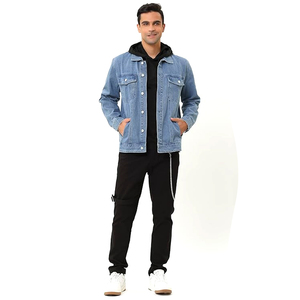 Pakistan Wholesale Custom Logo Canvas Breathable Distressed <b>Men</b> <b>Denim</b> <b>Jacket</b> Front Logo Plain Ribbed - Product Image 2