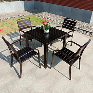 Directement fabricants Tables en bois en alliage d'aluminium et plastique pour l'extérieur Chaises en rotin pour jardin Mobilier de patio carré du marché de nuit - Product Image 4