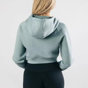 Nuevas sudaderas con capucha cortas de moda para mujer, antiarrugas, antibolitas, 100% algodón, forro polar, poliéster, temporada de invierno, forrado, lavado con capucha - Product Image 6