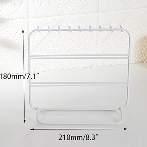 Support de bijoux en métal enduit blanc Design unique Rack de stockage de bijoux en métal domestique Câble de données Fer forgé 18 crochets Support d'oreille - Product Image 6