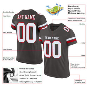 Lo último en personalizable cuello en V Peltre blanco rojo malla 100% poliéster fútbol Jersey diseño personalizado fútbol americano Jersey - Product Image 4