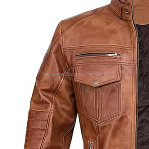 Chaqueta de piel de vaca auténtica personalizada de alta calidad para hombre, chaqueta de invierno de gama alta blindada para montar, carreras, motocicleta, engranaje, bolsillo con cremallera - Product Image 6