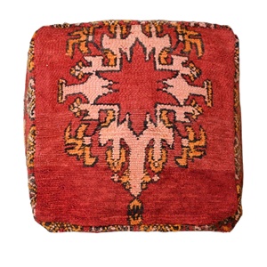 Housse de coussin carrée vintage marocaine berbère bohème faite à la main en laine tissée à motifs géométriques abstraits, coussin de sol mobile - Product Image 2