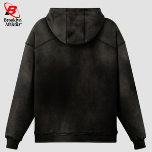 Sudaderas con capucha extragrandes de invierno con cremallera y lavado ácido para hombre, con estampado en relieve, de poliéster/algodón - Product Image 5